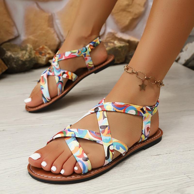 Woven Sandals Women's 2025 New Flat Sandals Pattern Large Size Sandals