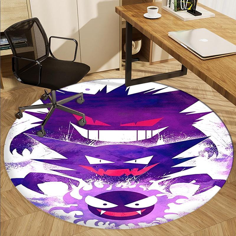 Gengar Pattern Round Rug, Indoor/Outdoor Mat, for Picnic, Gameroom, Bedroom, Office, Living Room, Home Decor Carpet, Birthday Gift