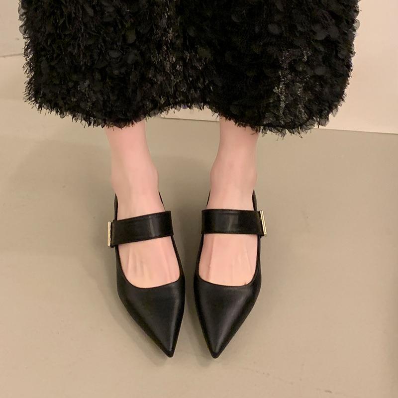 

Fashion 2025 New Women High Thick Heels Square Toe Pumps Elegant Lady Metal Decoration Shoes 35 чёрный