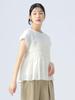 Beams Heart Mixed Material Shirred French Off One Size S/S Tee, Pullover, Women's, White,
