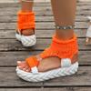 2025 Hot Seller New Gold Knitted Sandals for Women Braided Elastic Summer Shoes Mesh Flat Bottom Hollow Out Female Sandals