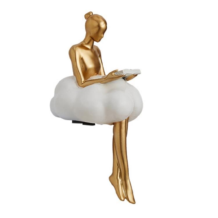 Artistic Resins Cloud Girl Figurine Thinker Sculpture Abstract Art Statue for Desk or Book Shelf Display Ornament Gift