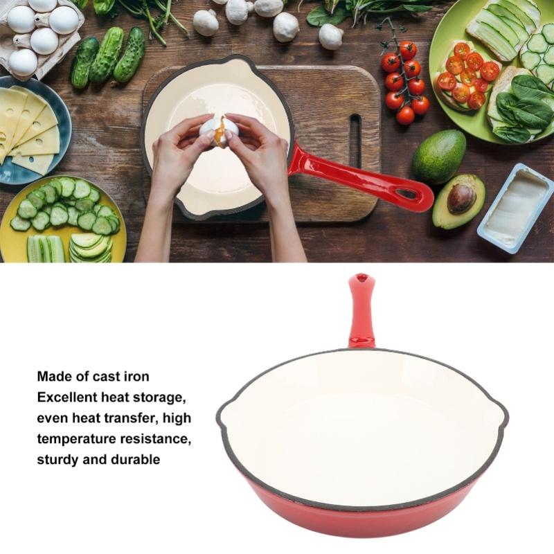 Enameled Frying Pan Cast Iron Skillet Nonstick Kitchen Fry Pan Grill Cookware For Camping Cooking Grilling