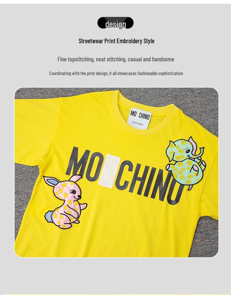 T-shirt da donna 2025 Dumbo Ricamata a Manica Corta e Vestibilità Larga
