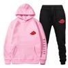 New 2 Pieces Set Akatsuki Cloud Symbols Print Hoodies+Pants Tracksuit Men Women Sweatshirt Streetwear Pullover Sudaderas