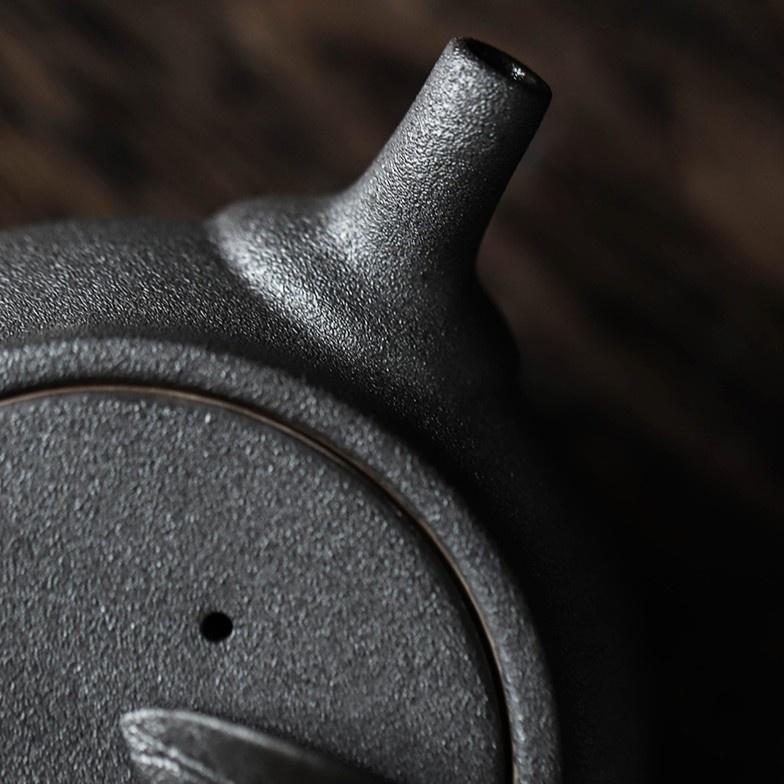 240ml Ceramic Side Handle Teapot Black Ceramic Retro Kung Fu Tea Set