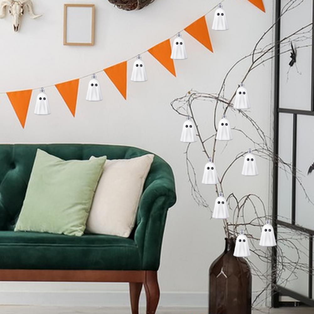 Slavnostní duchové dekorace Strašidelné halloweenské ozdoby duchů na stromy stěny dveře Sada 8 Lehké závěsné na párty