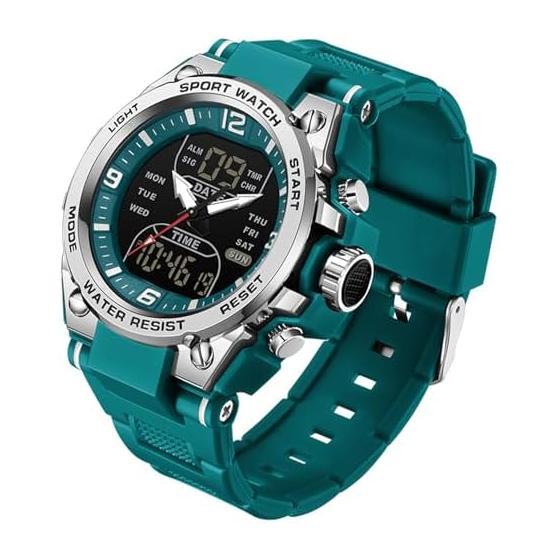 Watch Men s Digital Watch Military Watch 3 Time Zone Display Multifunctional Countdown Stopwatch Alarm Alarm Clock Time Signal 5ATM Waterproof Daily