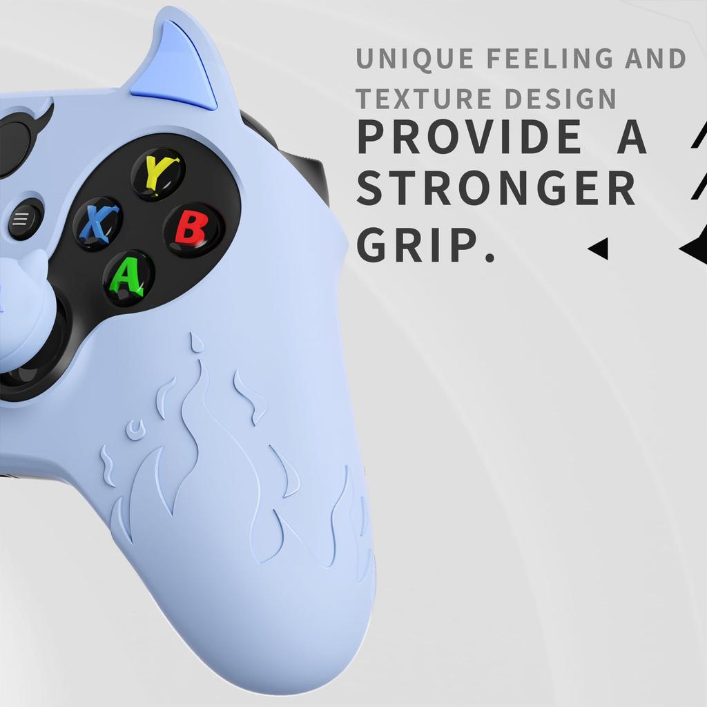 PlayVital Cute Devil Style Silicone Thumbstick Caps for Xbox Series X, Xbox Series S, and Xbox Core (Baby Blue)