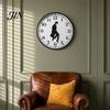 12 Inch Decorative Clock Man Silhouette Wall Clock, Silent Non-Ticking Round Hanging Home Decor Digital Analog for Office Bedroom Living Room