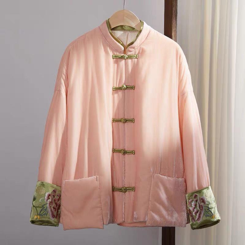 Jacket Thickened Retro Style Buckle Improved Tang Suit Standing Jacket Winter