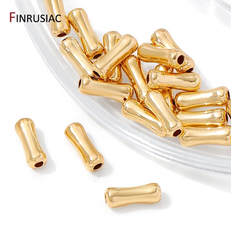 14K Gold Plated Brass Bone Shape Tube Beads,Supplies For Jewelry,Separators Spacer Beads For DIY Bracelet Making Accessories