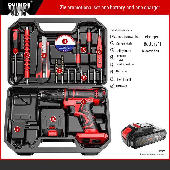 Oulide Rechargeable Lithium Drill & Electric Screwdriver Set