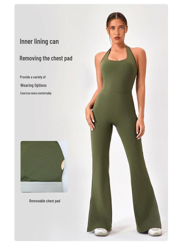 Women's Open Back Yoga Jumpsuit: Butt-Lifting Micro Flare Pants with Bare Feel Fit