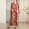 Colorful Travel V-neck Retro Long Skirt Cotton Linen Dress
