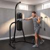 Punching Bag Stand Freestanding Punching Bag Holder with Punching Bag Bungee Cord 360 degrees Chain U-Base Weight Plate Holder Steel