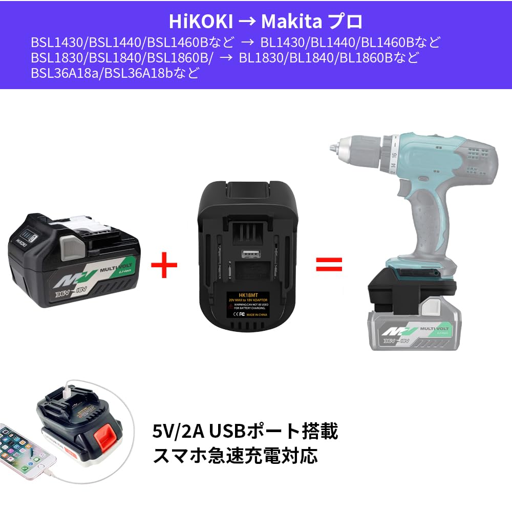 Converter Conversion Adapter Conversion Connector That Allows One To Be Used with Different Models Converts HiKOKI To Makita Pro