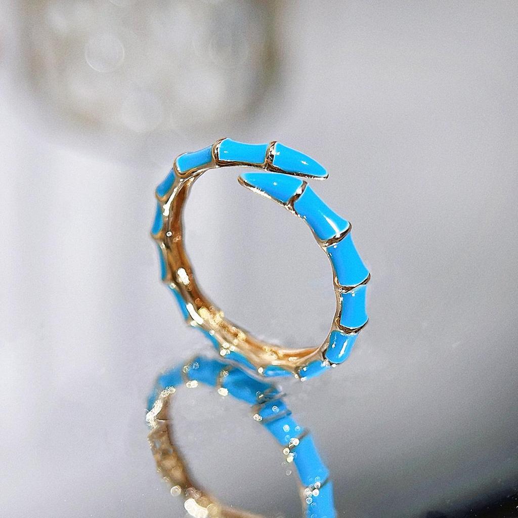 CMM European Texture Populární šperky Temperament Vícebarevný výběr Bambus Drop Glaze Móda Osobnost Nastavitelný otevírací kroužek