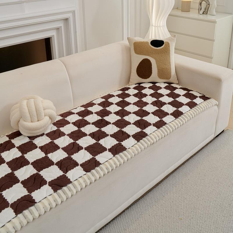 

New Plaid Thicken Plush Sofa Cover Non-slip Winter Warm Sofa Towel Mat L Shape Flannel Couch Cushion Slipcover for Living Room 70x150cm 1pcs
