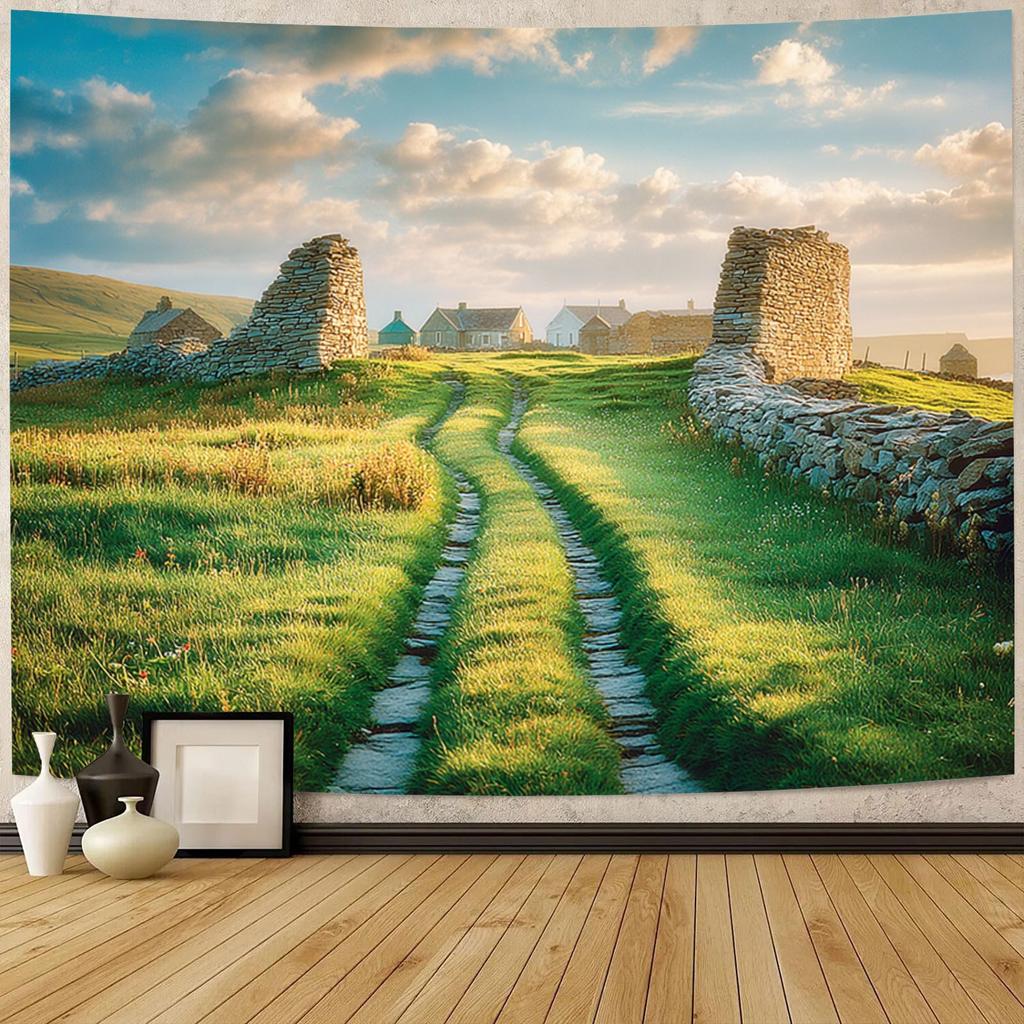 Hochland Alter Pfad Thema Digitaldruck Polyester Wandbehang Wandteppich Dekorativ Wohnzimmer Schlafzimmer Büro Hintergrund Geschenk