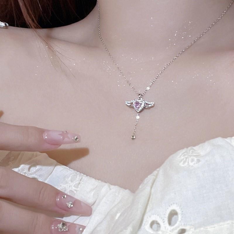 Cupid s Heart Winged Tassel Necklace - Romantic Gift for Girlfriend on Qixi Festival