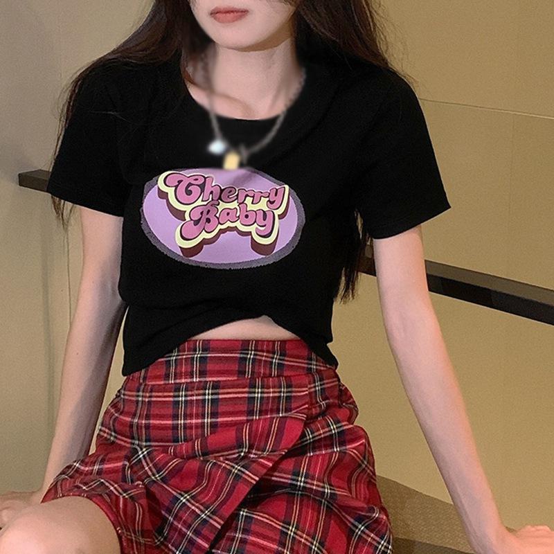 

Короткая одежда Sweet Sisters, женская летняя футболка с короткими рукавами и ремонтом от тошноты L