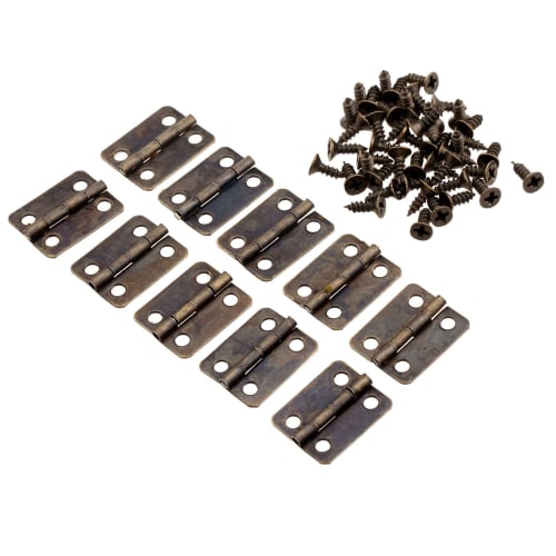 Dophee 16*13mm Flat Hinges, Mini Hinges, Wooden Box Hinges, Antique Style Door Hardware, Crafts, Handmade Parts, Hardware, Screws Included, 10 Pieces