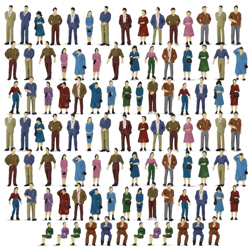 Diorama Human 50 Painted Figures for Miniature Model Educational DIY Collection Figures, 150 Scale, 35mm, Pieces, Gardens, Railways, Buildings,