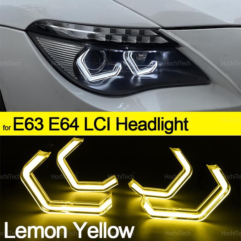 For BMW 6 SERIES E63 E64 630Ci 630i 645Ci 650i M6 2003-2010 M4 Style Lemon Yellow Color DRL LED Angel Eyes White Daytime Light