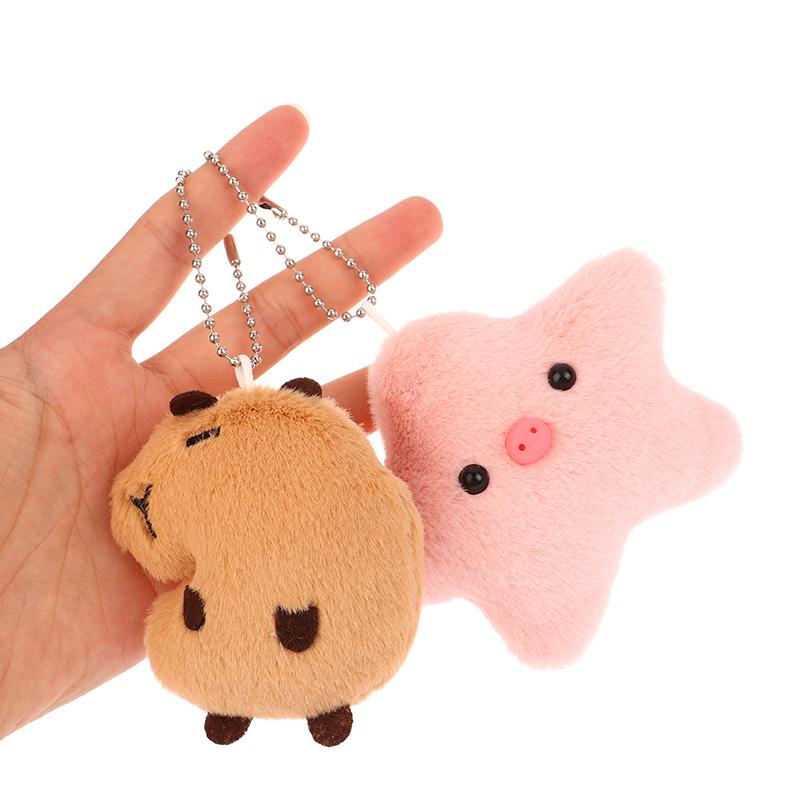 Capybara Plush Doll Star Squeak Toy Cartoon Star Keychain Pendant Soft Stuffed Doll Backpack Car Bag Key Ring Decor Kid Gift