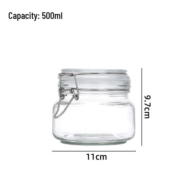 Glass Storage Jar with Stainless Steel Buckle for Tea, Grains, and Cereals