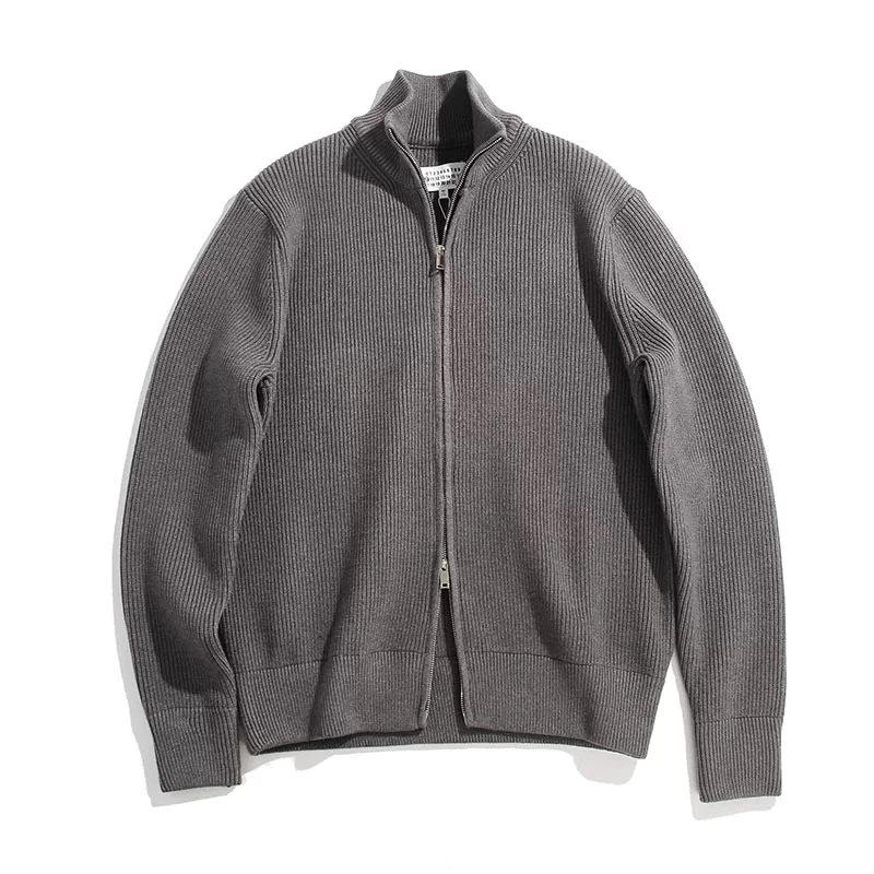 Ma Jia Four Corners: Men's High-Weight Warm Double Zipper Cardigan Sweater Jacket