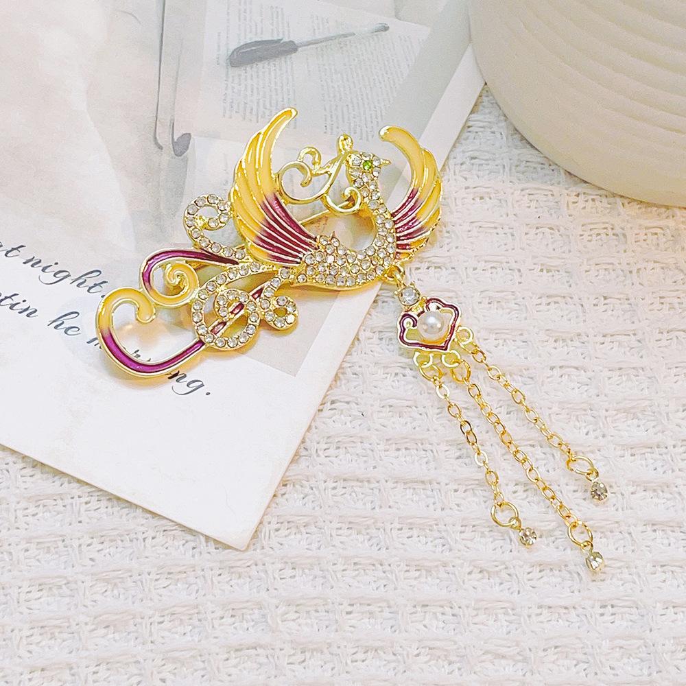 High-end Temperament Phoenix Brooch, Exquisite Color Oil Painting and High-end Feeling