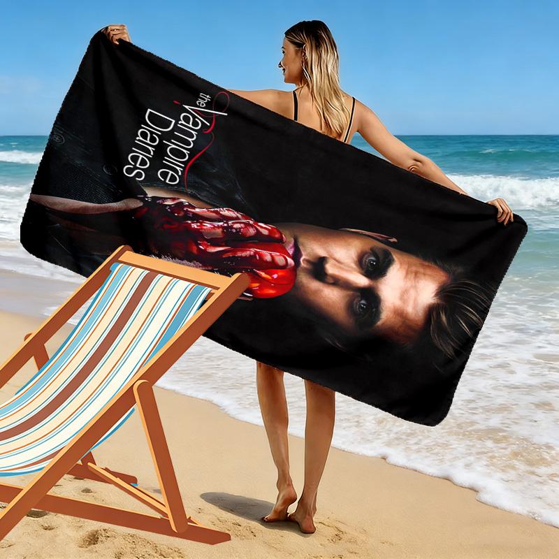 Blutdurst: Vampire Diaries Strandtuch Outdoor Camping Strandtuch für Urlaubsfotos Schwimmen Saugfähiges Badetuch schnelltrocknendes Badetuch Strand