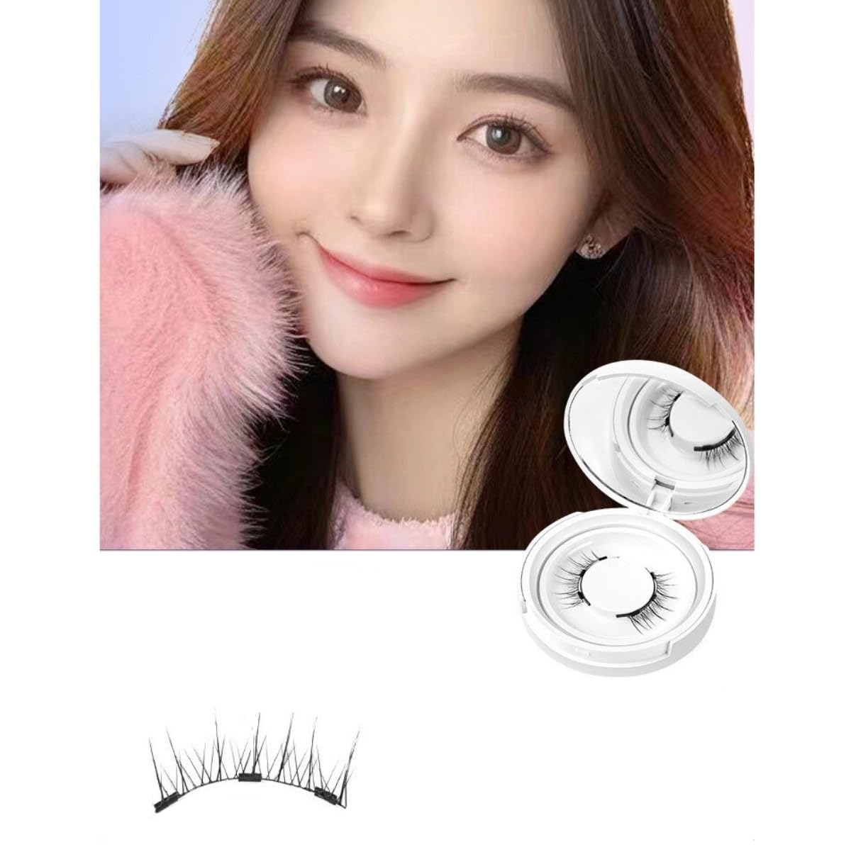 

Magnetic False Eyelashes, Magnetic Eyelashes with Mascara, Ultra-Lightweight, No Adhesive Required, Waterproof and Sweatproof, Portable, Easy to