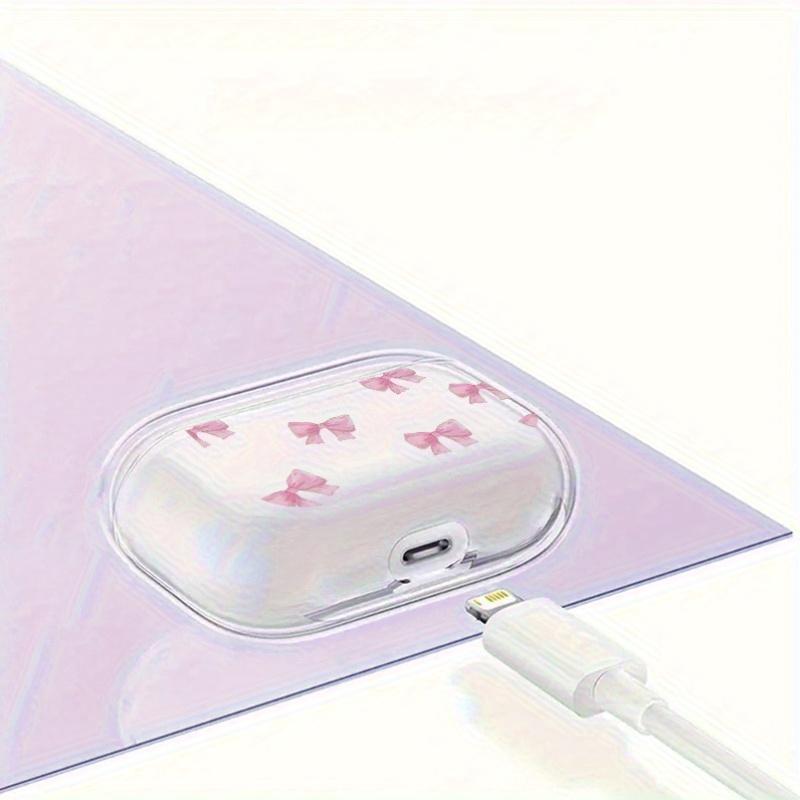 Pink Bow Pattern Earphone Protective Cover for AirPods Pro2/Pro3/Pro Anti Drop Earphone Cover for AirPods 4/3/1/2 Anti Shock