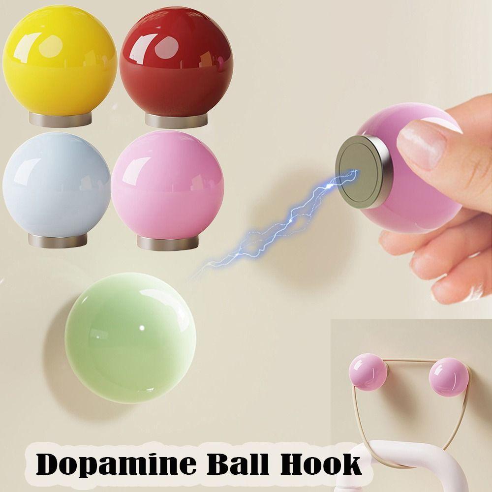 No Punching Dopamine Ball Hooks Space Saver Load-Bearing Hooks Magnetic Hook  Home Pegboard Storage