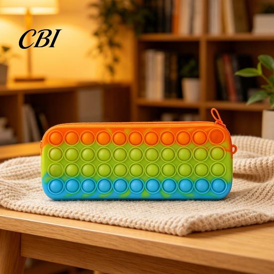 Decompression Pencil Case Pop Case, Large Capacity Silicone Storage Bag, with Relief Bubble Toy Stationery for Kids School Office Stress