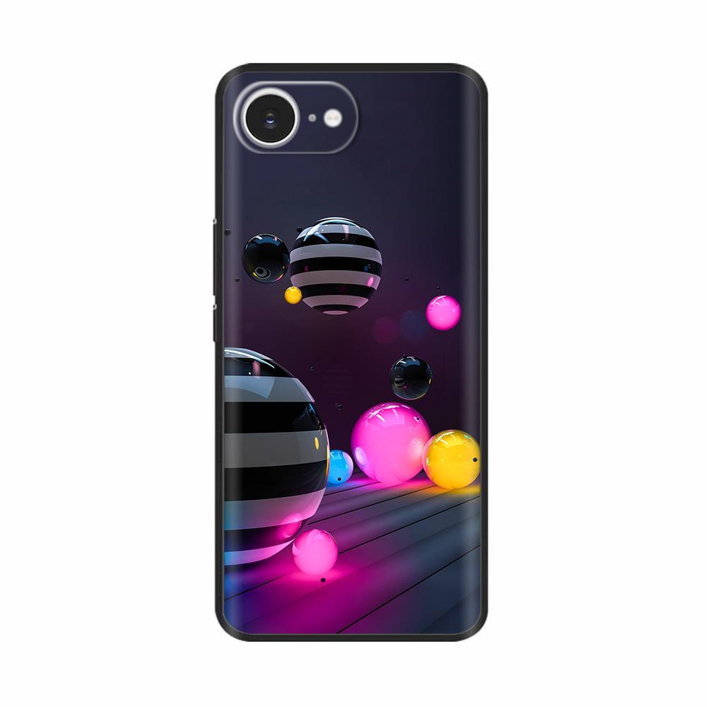 For iPhone 16E Case Fantasy Flower Black Phone Case For iPhone16E / iPhone SE 2025 Soft TPU Shockproof Back Cover Fundas Housing