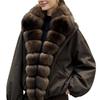 Women's Fashionable Down Jacket with Real Fox Fur Collar, Loose Fit, Thick and Warm Winter Outerwear.