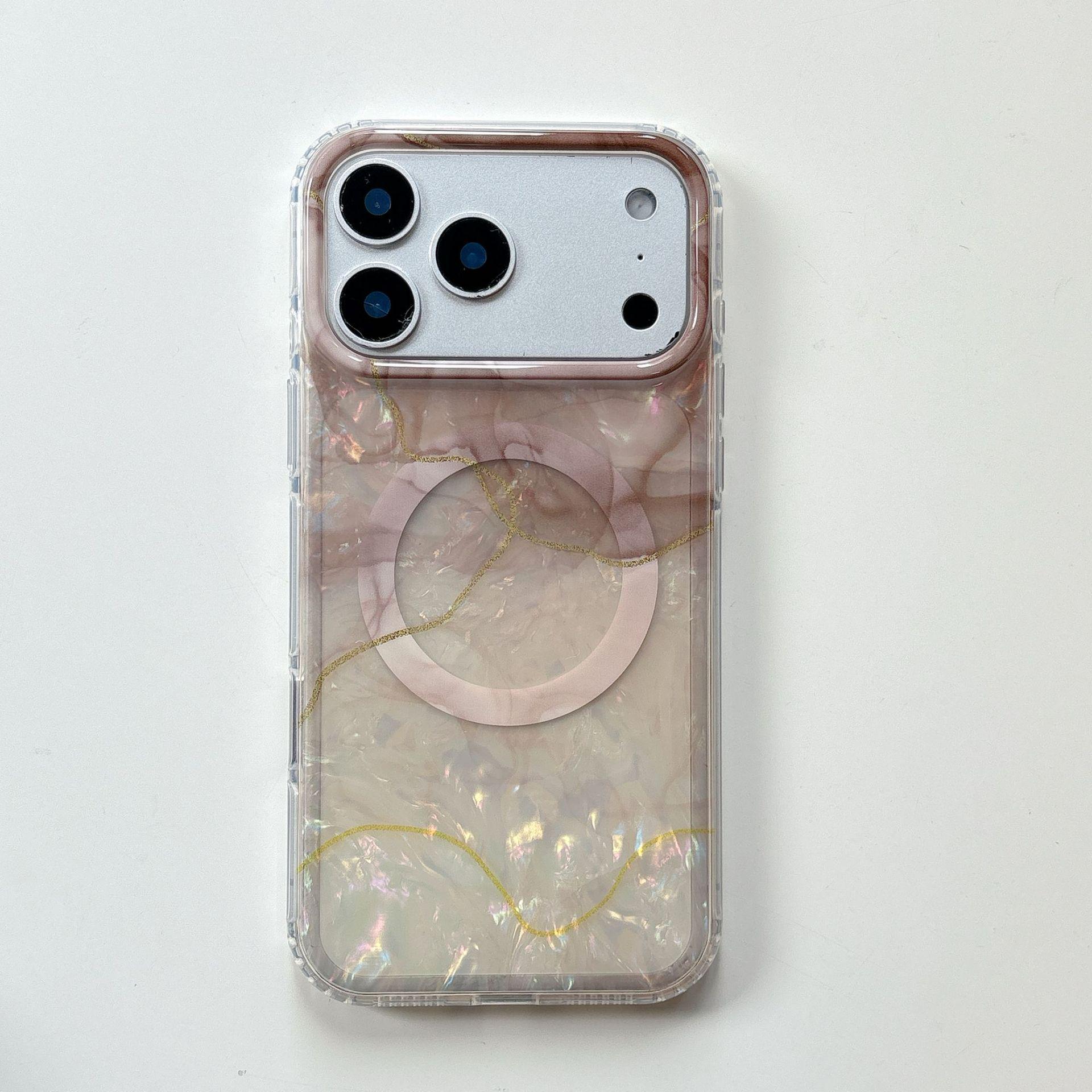 Seashell Marble Magnetic Case for Apple Pro/Max Series (17/16/15/14) iPhone 17 Pro