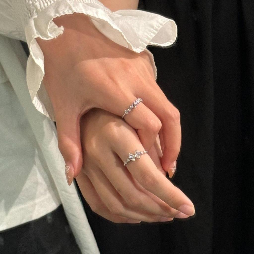 Sweetheart Princess Bow Zircon Ring: Luxury Best Friend Style Girly Index Finger Jewelry