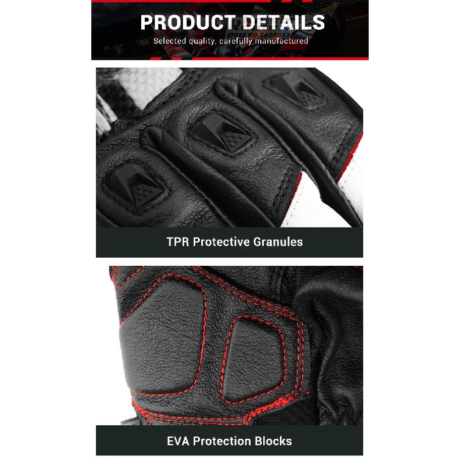 Motorcycle Gloves Leather Men Gloves Summer Cycling Motorbike Guantes Moto Motocross Bicycle Touch Screen Breathable Protective