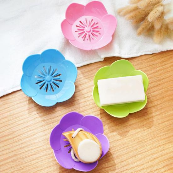 3Pcs Wall Mount Lotus Soap Dish Double Layers Quick Drain No Drill