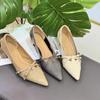 Fashion French Mary Jane Pointed Toe Soft Leather Stiletto Heel Soft Sole Cat Heel Women's All-match Single Shoes