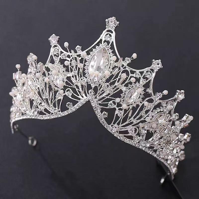 Handmade Crystal Beaded Princess Crown Headband for Girls - Ideal for Birthdays, Weddings, and Performances