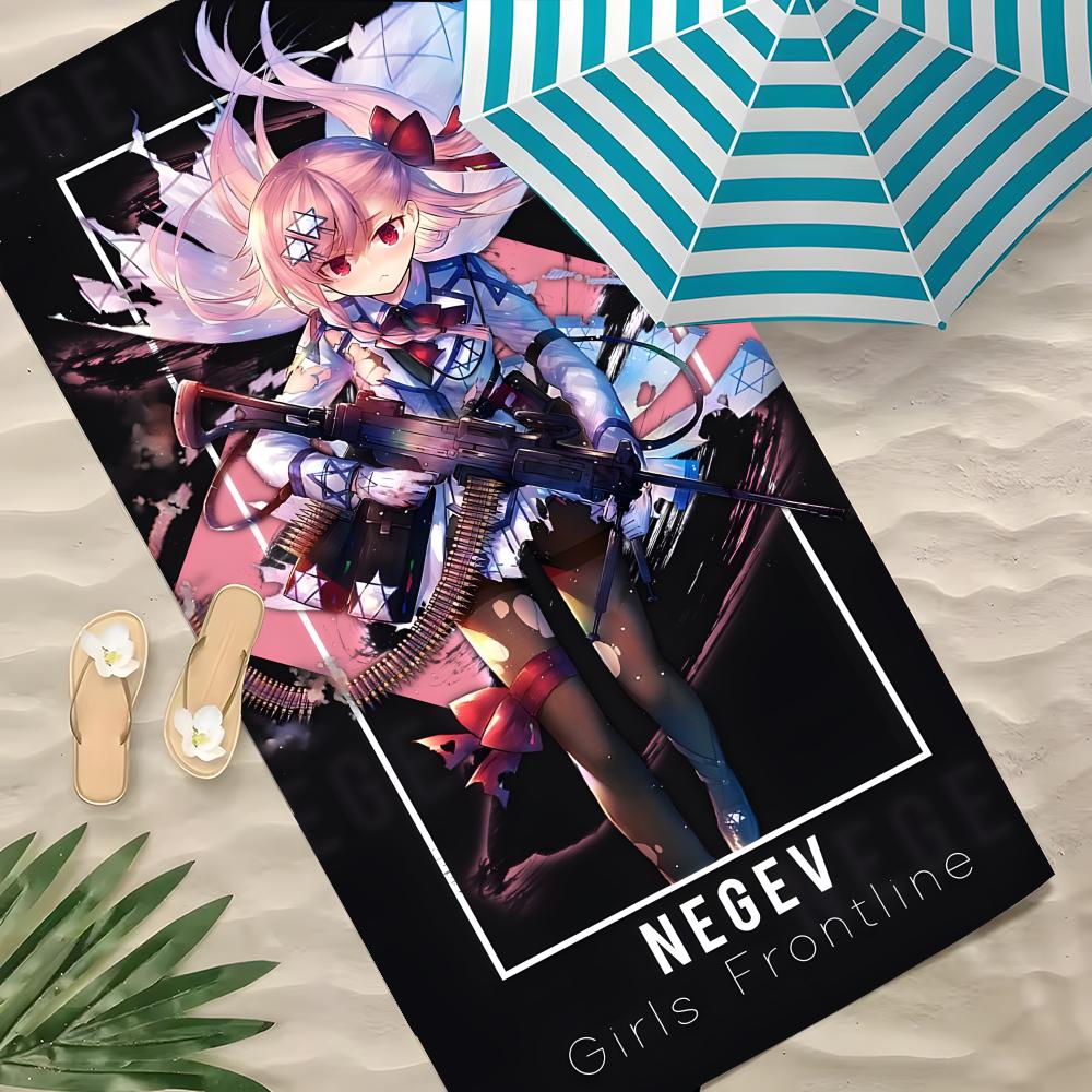 Game Girls' Frontline Towel Polyester Beach Towel Quick Dry Sand Free Bath Towel for Summer Pool Travel Vacation
