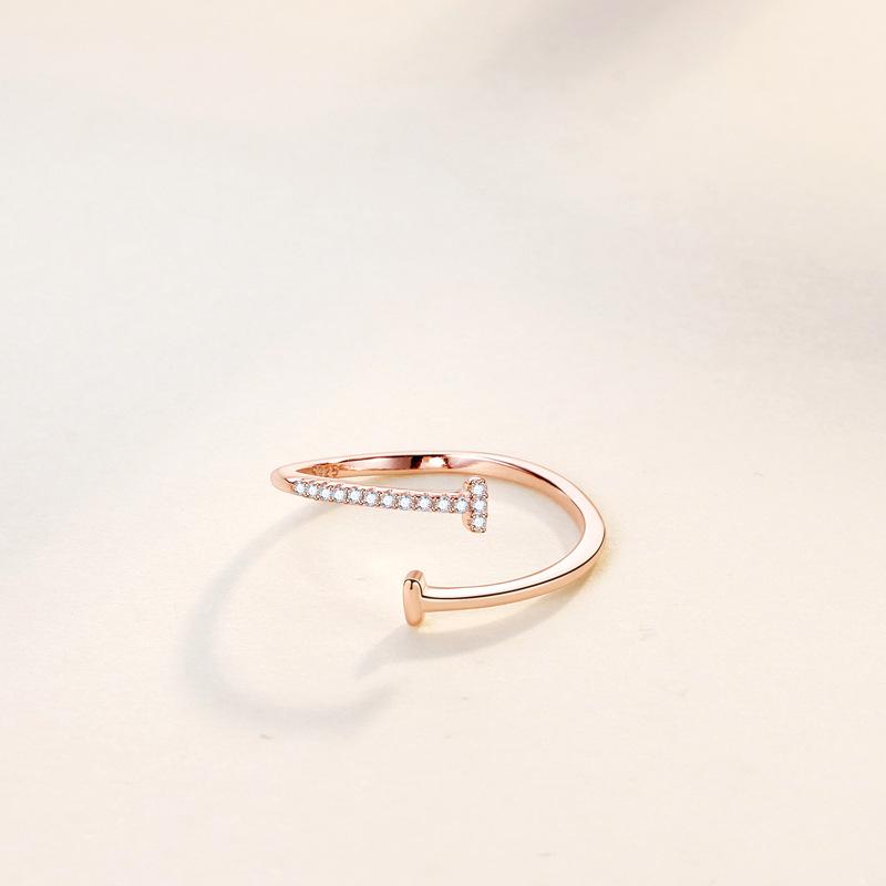 S925 Sterling Silver Double T Open Women's Ring - Korean Style, Minimalist, Luxury Feel, Niche Design.