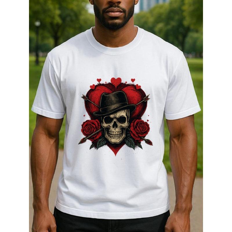 

Men S Print Short-Sleeved T-Shirt | Medium Elasticity, Fashionable Style, Simple Knitted , Casual Fit, Crew Neck, Machine Washable 4XL