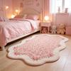 Meisjesachtige Stijl Tapijten voor Woonkamer Roze Bloemen Slaapkamer Decoratie Tapijt Pluizig Zacht Onregelmatig Nachtkastje Tapijt Huis Verdikken Vloermat
